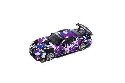 Pop Race x Bape 1/64 Mazda RX-7 FD3S Re-Amemiya Hong Kong 20th Anniversary Special Edition Purple & White