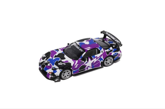 Pop Race x Bape 1/64 Mazda RX-7 FD3S Re-Amemiya Hong Kong 20th Anniversary Special Edition Purple & White