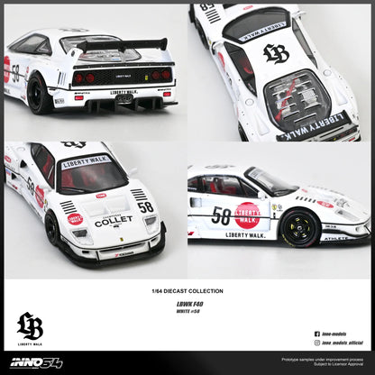Inno64 1/64 LBWK Ferrari F40 Collet White - IN64-LBWKF40-COLLET