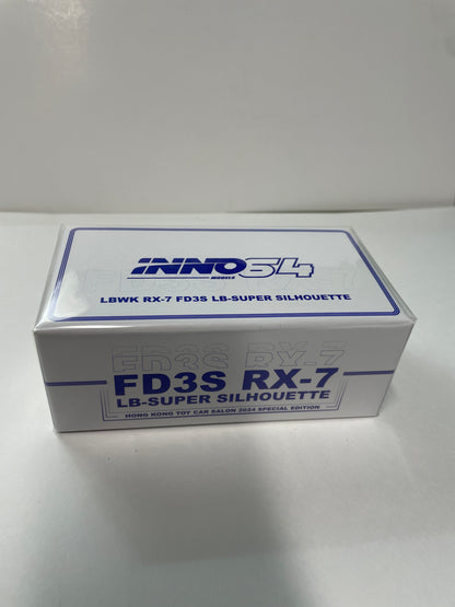 Inno64 1/64 LBWK Mazda RX-7 FD3S LB-Super Silhouette Hong Kong Toy Car Salon 2024 Special Edition Blue & White