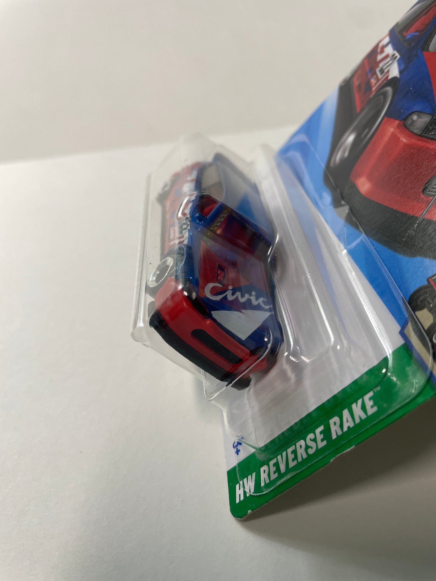 Hot Wheels 1/64 Honda Civic Custom Red & Blue - Damaged Box