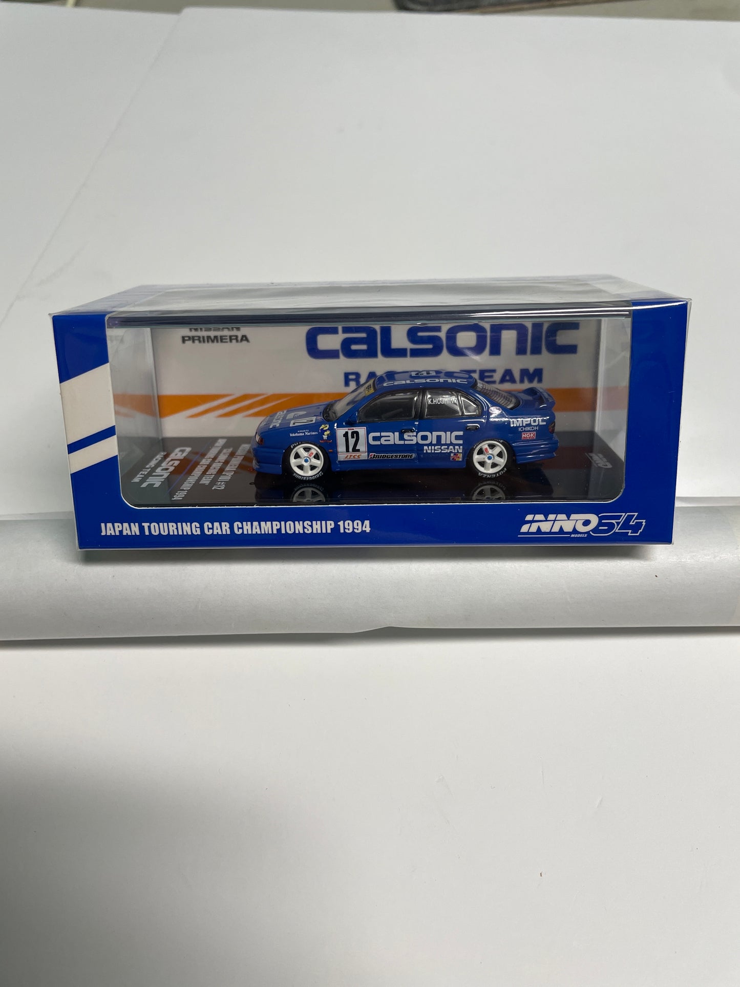 Inno64 1/64 Nissan Primera (P10) #12 JTCC 1994 Calsonic Racing Team Blue