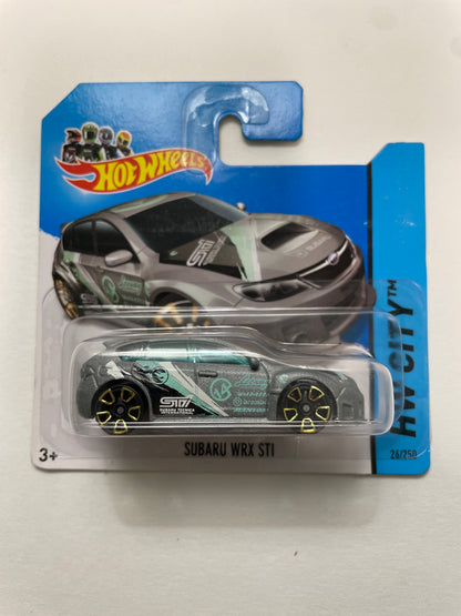 Hot Wheels 1/64 Treasure Hunt Subaru WRX STI Short Card Grey - Damaged Box