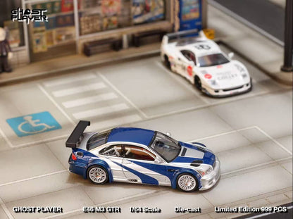 Ghost Player 1/64 BMW M3 E46 GTR Silver & Blue Need for Speed