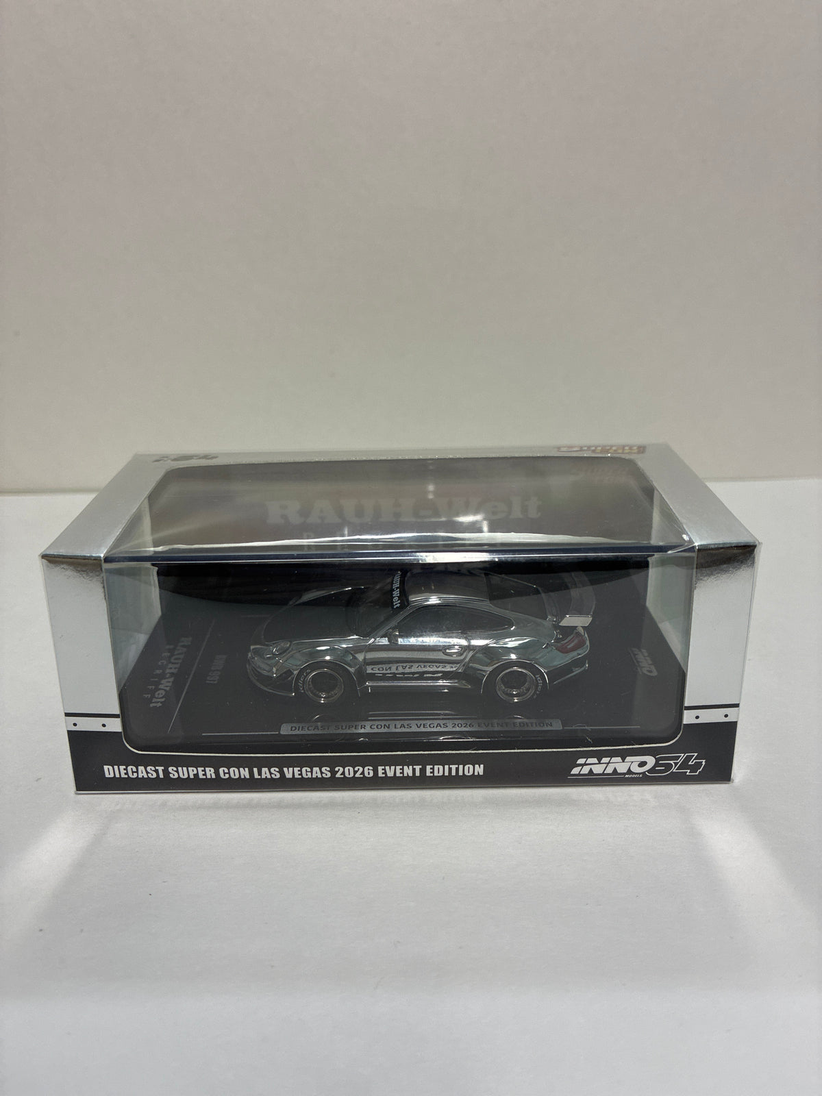 Inno64 1/64 Diecast Super Con Las Vegas 2026 Event Edition RWB Porsche 997 Chrome Silver - IN64-RWB997-DSCLV26