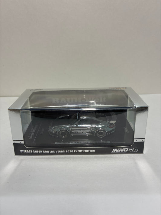 Inno64 1/64 Diecast Super Con Las Vegas 2026 Event Edition RWB Porsche 997 Chrome Silver - IN64-RWB997-DSCLV26