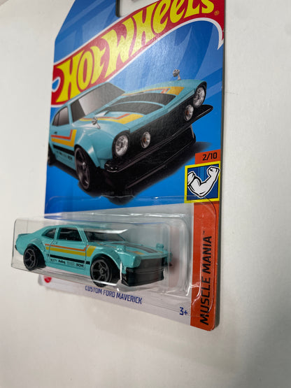 Hot Wheels 1/64 Custom Ford Maverick Blue - Damaged Box