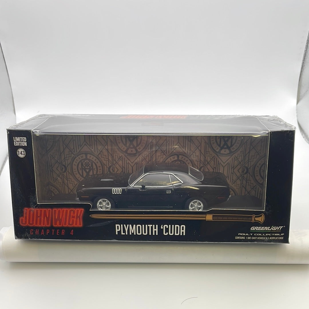 Greenlight 1/43 John Wick Chapter 4 Plymouth 'Cuda Black
