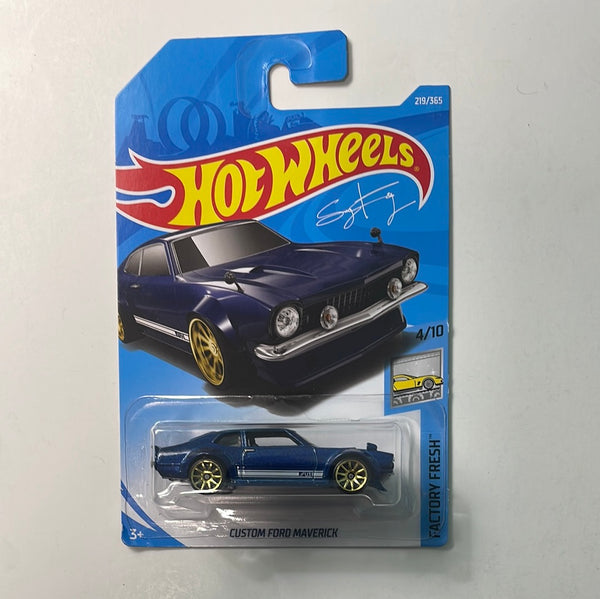 Hot Wheels 1/64 Custom Ford Maverick Blue - Damaged Card