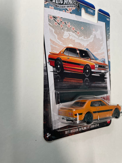Hot Wheels 1/64 Silver Series National Icons 1971 Nissan Skyline HT 2000 GT-R Orange - Damaged Box