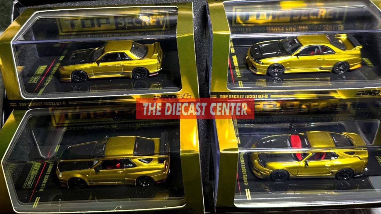 Inno64 1/64 2026 Tokyo Auto Salon Top Secret Box Set 4-Car Collection Nissan R32/R33/R34 GT-R & Toyota Supra A80
