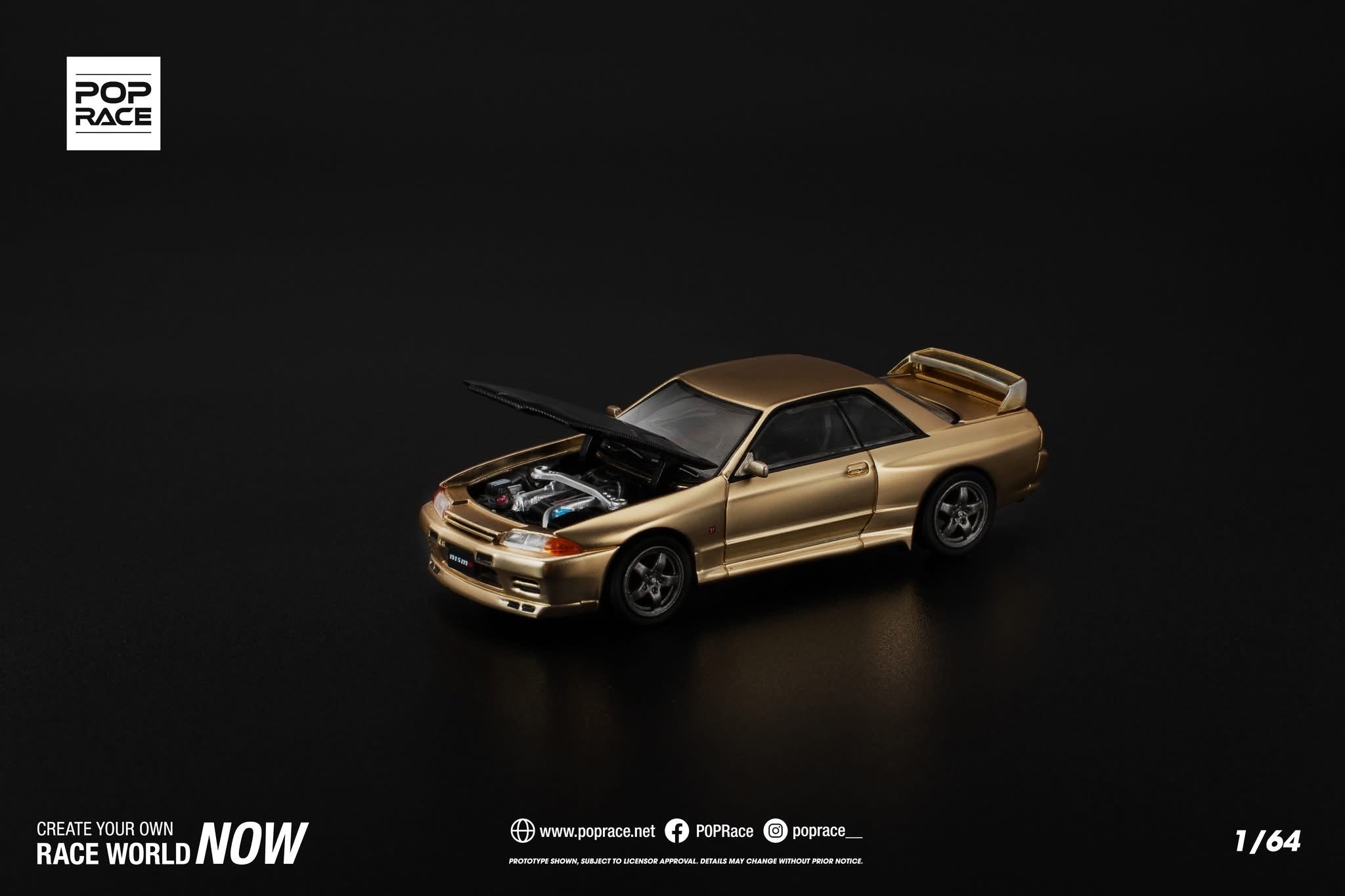 Pop Race 1/64 Nissan Skyline GT-R R32 Gold - Tokyo Auto Salon