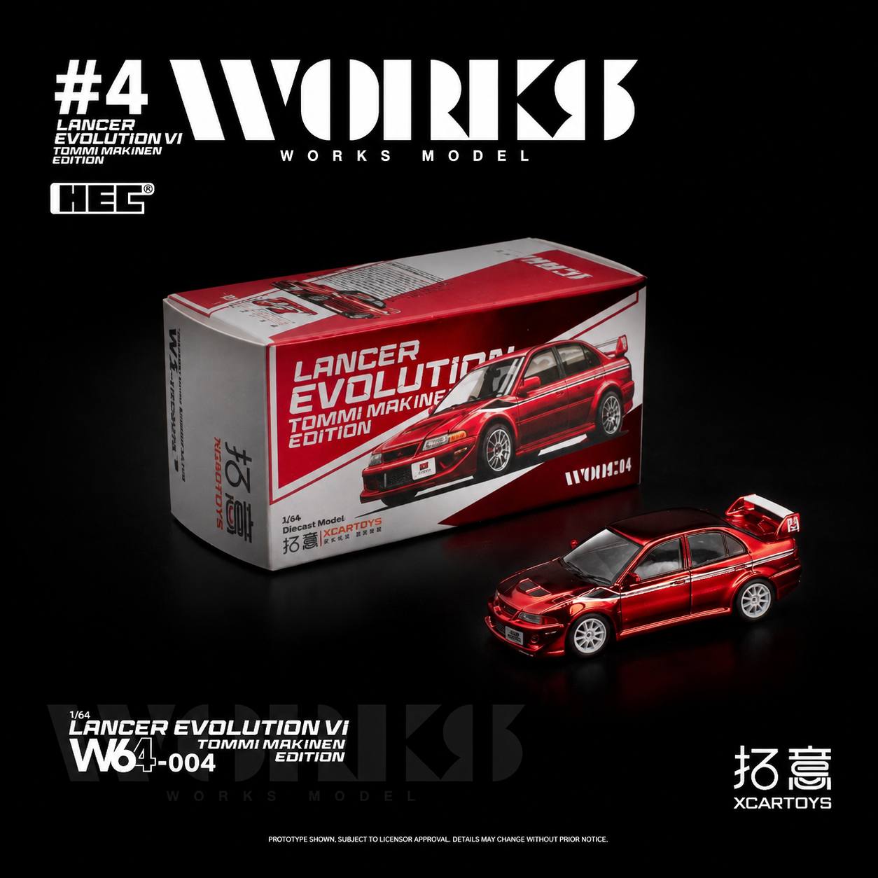Xcartoys Works 1/64 Mitsubishi Lancer Evolution VI Tommi Makinen Edition Red - W1-HEC2026