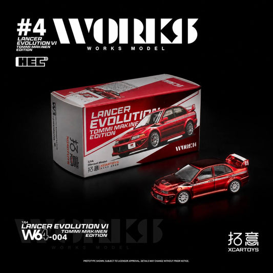 Xcartoys Works 1/64 Mitsubishi Lancer Evolution VI Tommi Makinen Edition Red - W1-HEC2026 - Damaged Box