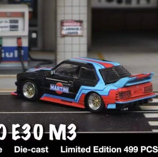 Street Weapon 1/64 BMW LTO E30 Martini Black & Blue