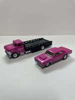 *Loose* Hot Wheels 1/64 Car Culture Team Transport ‘68 Dodge Dart w/ Horizon Hauler Pink & Black