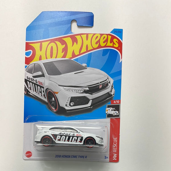 Hot Wheels 1/64 2018 Honda Civic Type R Police White