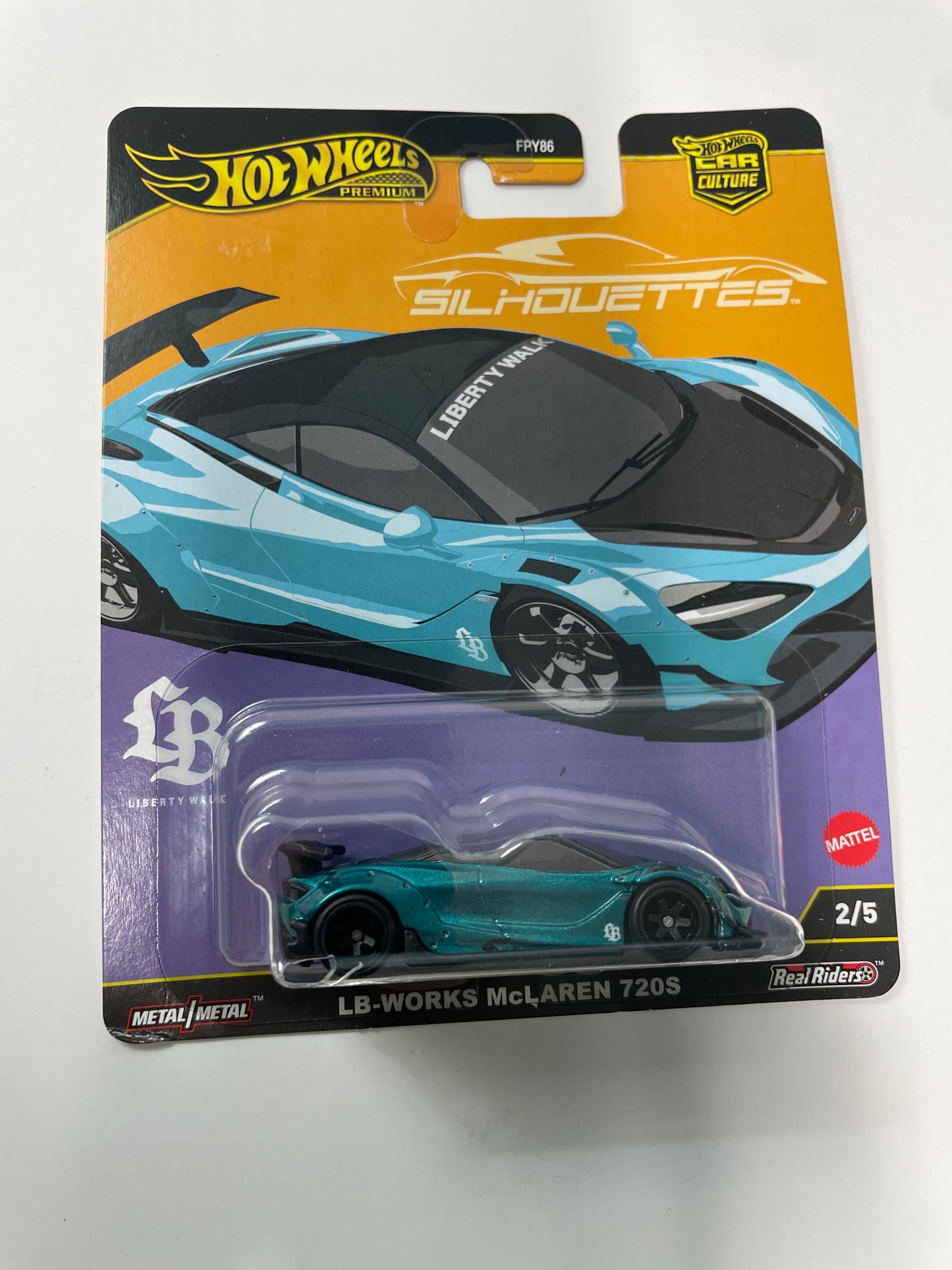 Hot Wheels 1/64 Car Culture Silhouettes LB-Works McLaren 720S Blue - JBK47 - Damaged Box