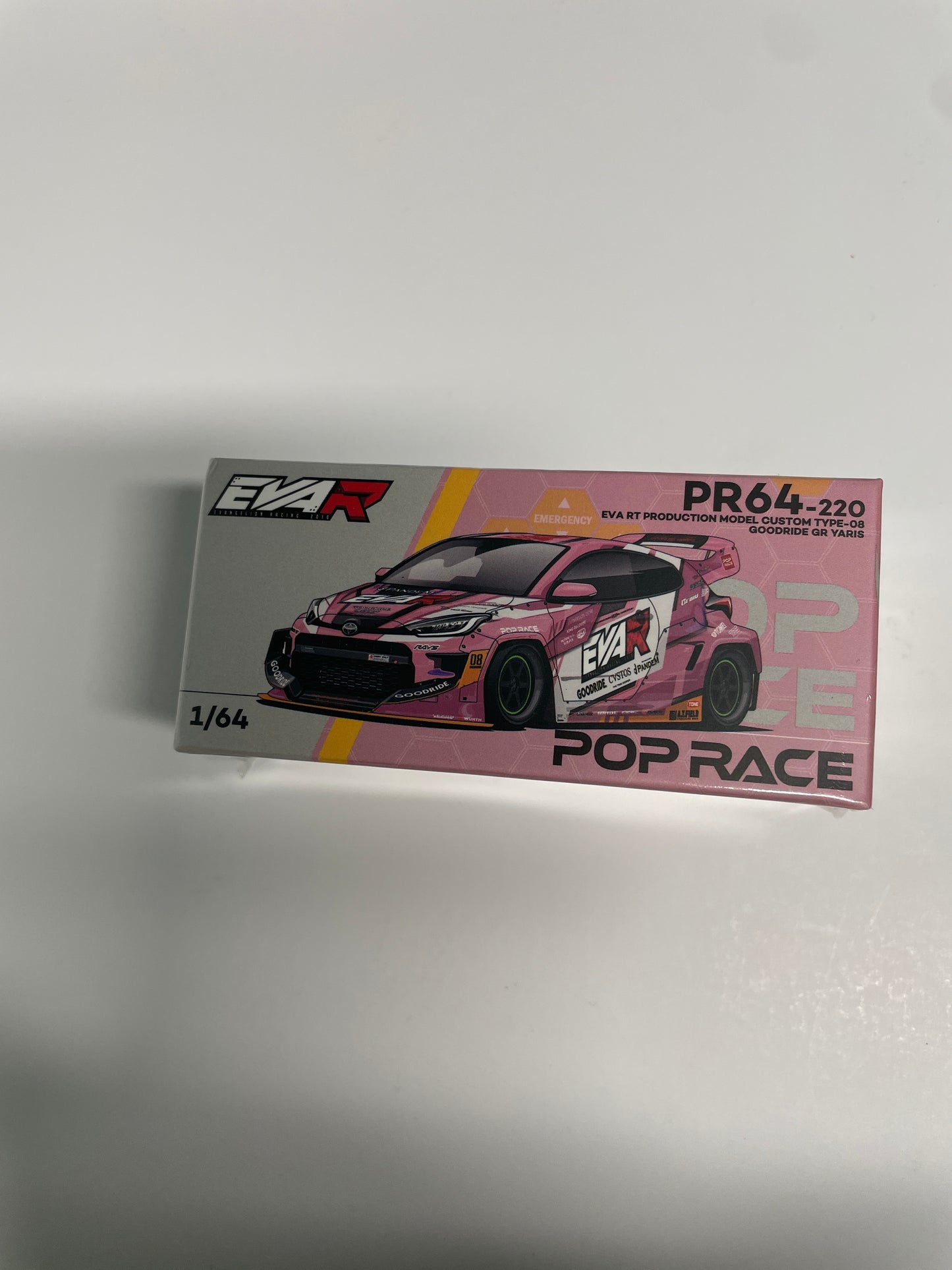 Pop Race 1/64 Eva RT Production Model Custom type-08 Goodride GR Toyota Yaris Pink - PR64-0220