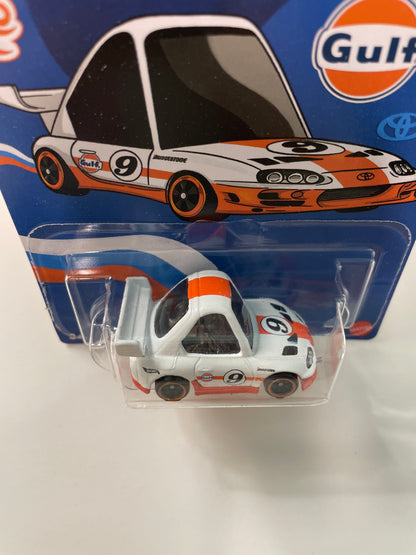 Hot Wheels 1/64 Noppo Gulf Racing Tooned ‘94 Toyota Supra White - Damaged Card