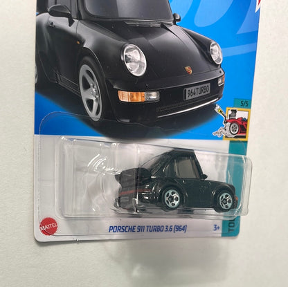 *Japan Card* Hot Wheels 1/64 Porsche 911 Turbo 3.6 (964) Black - Damaged Card