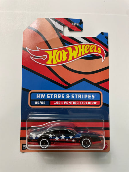 Hot Wheels 1/64 Stars & Stripes 1984 Pontiac Firebird Black & Red - Damaged Card