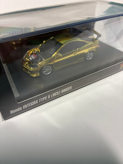 Motorhelix 1/64 2026 TDE Exclusive Event Model Honda Integra Type R (DC5) Mugen Gold Chrome - M65801DZ-ME