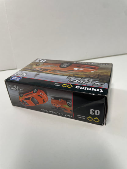 Tomica Premium Unlimited 1/64 #3 The Fast and the Furious Toyota Supra Orange 29763 - Damaged box