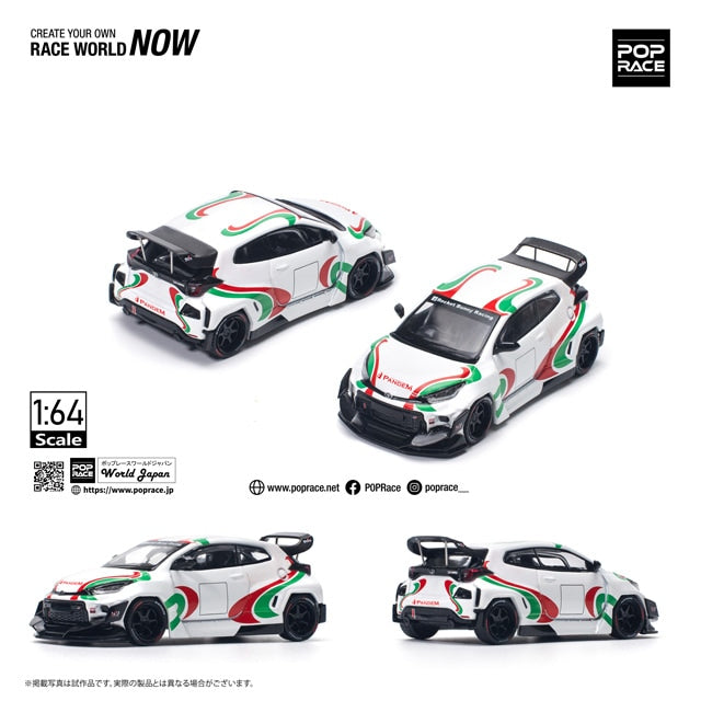 Pop Race 1/64 Toyota Pandem Gr Yaris Rally Livery White - PR64-136