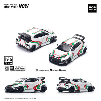 Pop Race 1/64 Toyota Pandem Gr Yaris Rally Livery White - PR64-136
