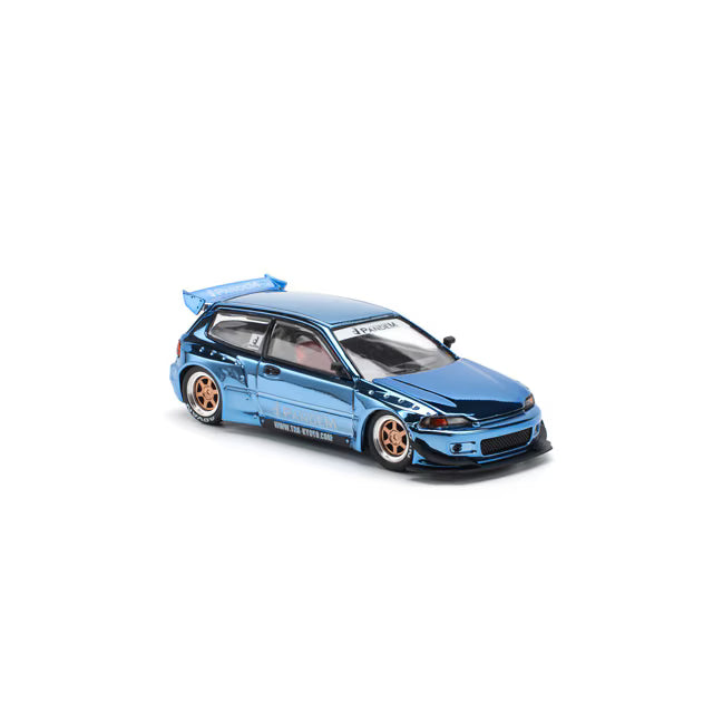 Pop Race 1/64 Pandem Honda Civic EG6 Blue Chrome - PR64-0206