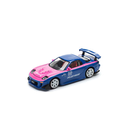 Pop Race 1/64 Mazda RX7 RE-AMEMIYA Blue Pink - PR64-0240
