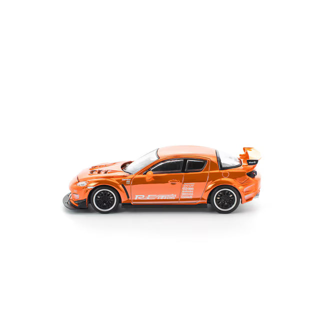 Pop Race 1/64 Mazda RX8 RE-Amemiya Widebody Chrome Orange - PR64-0281