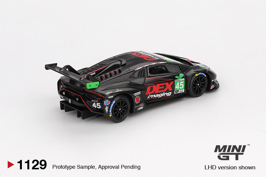 Mini GT 1/64 Lamborghini Huracán GT3 EVO2 #45 2024 IMSA Daytona 24 Hrs No. 45 DEX Imaging Black - MGT01129