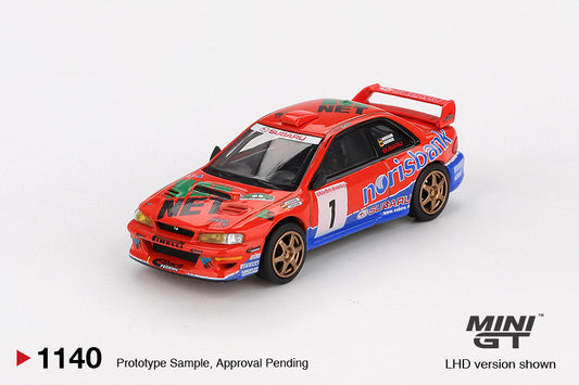 Mini GT 1/64 Subaru Impreza WRC97 #1 1999 DRM Champion Red & Blue - MGT01140 - Damaged Box