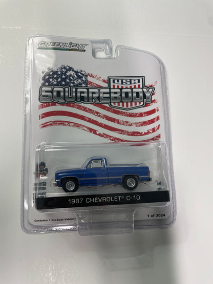 Greenlight 1/64 USA Squarebody 1987 Chevrolet C-10 Blue - 51489