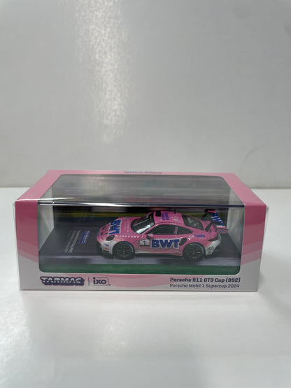 Tarmac Works x iXO Models 1/64 Porsche 911 GT3 Cup (992) Porsche Mobil 1 Supercup 2024 #01 Pink - HOBBY64 - T64-093-24PSC01