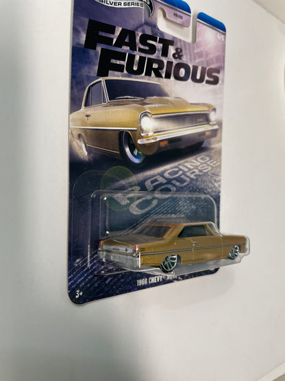 Hot Wheels 1/64 Silver Series Fast and Furious Racing Course 1966 Chevy Nova Gold - JBY42