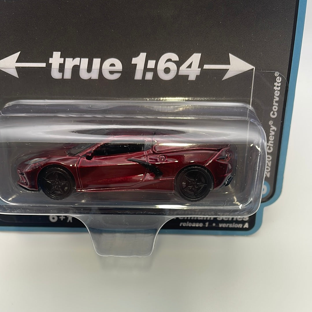 Auto World 1/64 Sports Cars Version A 2020 Chevy Corvette Long Beach Red Metallic