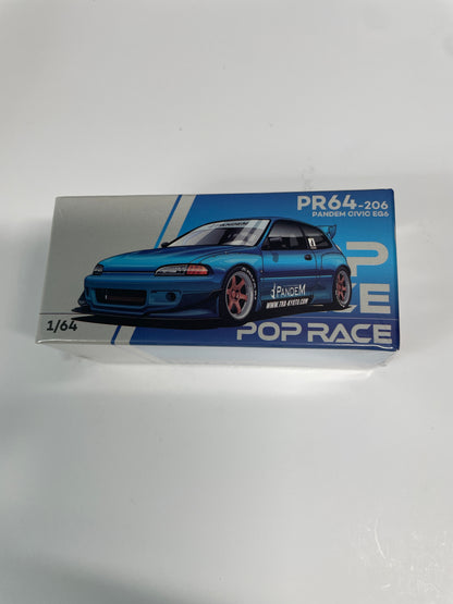 Pop Race 1/64 Pandem Honda Civic EG6 Blue Chrome - PR64-0206