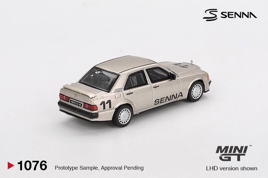 Mini GT 1/64 Mercedes-Benz 190 E 2.3-16 #11 1984 Nürburgring Race of Champions w/ Figure Ayrton Senna White - MGT01076