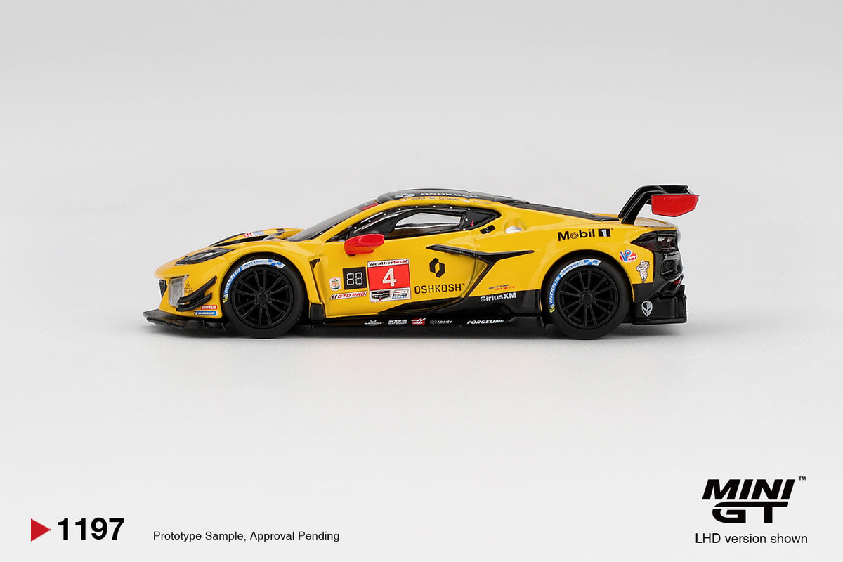 Mini GT 1/64 Chevrolet Corvette Z06 GT3.R #4 2025 IMSA Daytona 24 Hrs Corvette Racing by Pratt Miller Motorsports Yellow - MGT01197