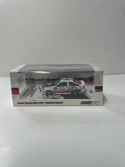Inno64 1/64 Toyota Corolla AE86 Levin ''Trackerz Racing'' White - IN64- AE86-TRACKERZ - Damaged Box