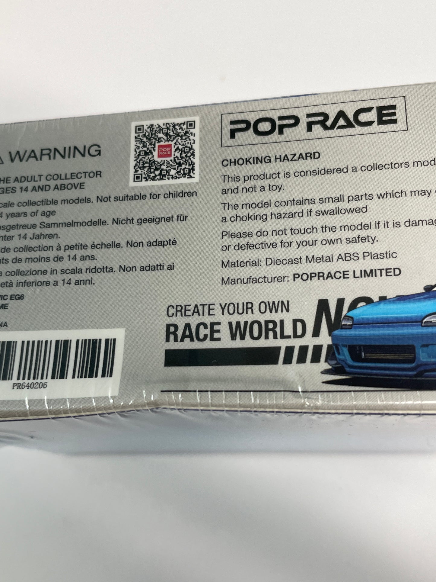 Pop Race 1/64 Pandem Honda Civic EG6 Blue Chrome - PR64-0206 - Damaged Box