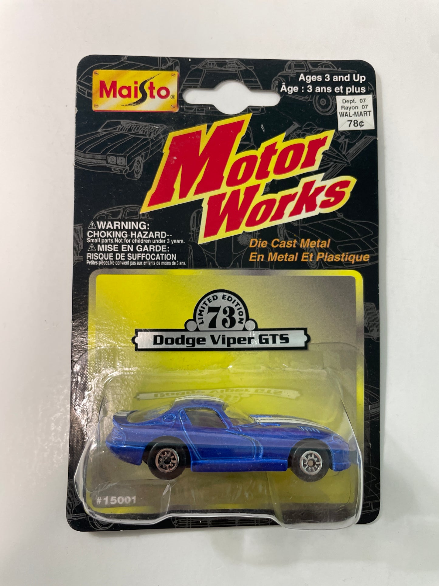 Maisto 1/64 Motor Works Dodge Viper GTS Blue - Damaged Box