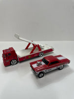 *Loose* Hot Wheels 1/64 Premium Car Culture Team Transport ‘65 Mercury Comet Cyclone w/ Ford C-800 Red & White