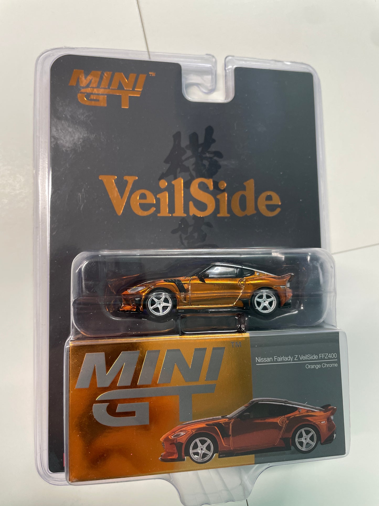 Mini GT 1/64 2026 Tokyo Auto Salon Nissan Fairlady Z VeilSide FFZ400 Orange Chrome & XL T-Shirt - MGT01153-BL