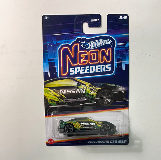 Hot Wheels 1/64 Neon Speeders 2017 Nissan GT-R (R35) Black & Green