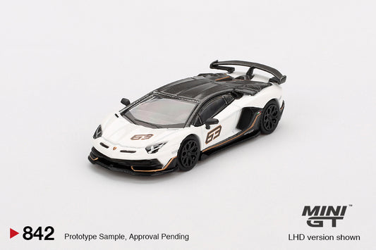Mini GT 1/64 Lamborghini Aventador SVJ 63 Bianco Asopo White