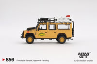 Mini GT 1/64 Land Rover Defender 110 1989 Camel Trophy Amazon Team Turkey Yellow
